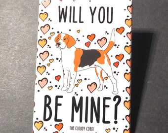 American Foxhound Magnet, Holiday Dog Portrait Gift, Hound Dog Valentine, Retro Dog Kitchen & Office Decor, 2x3 High Quality Handmade Magnet