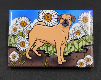 Puggle Magnet - Daisy Dog Decor - Puggle Dog Art Gifts & Decor