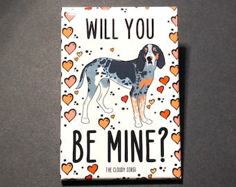 Bluetick Coonhound Magnet, Valentine's Day Dog Portrait Gift, Will You Be Mine? Hound Dog Valentine, 2x3" Handmade Magnet Holiday Decor