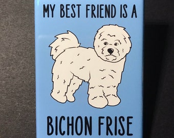 Bichon Frise Magnet, Cartoon Dog Portrait Gifts & Collectibles, Dog Kitchen and Office Decor, 2x3" High Quality Handmade Magnet