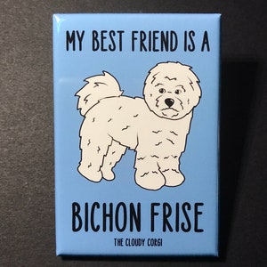 Bichon Frise Magnet, Cartoon Dog Portrait Gifts & Collectibles, Dog Kitchen and Office Decor, 2x3" High Quality Handmade Magnet