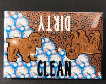 Cocker Spaniel Dishwasher Magnet, Clean Dirty Dog Magnet, New Apartment & Housewarming Gift, Mother's Day Gift, 2x3" Handmade Magnet