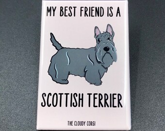 Scottish Terrier Magnet - Scottie Dog Breed Gifts & Collectibles - Cartoon Pet Art Kitchen Home Decor