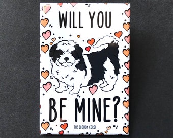 Shih Tzu Magnet, Valentine's Day Dog Portrait, Holiday Kitchen & Office Decor, Anniversary Gift for Her, 2x3" High Quality Handmade Magnet