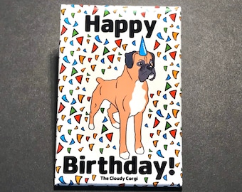 Boxer Dog Magnet, Dog Birthday Gift, Birthday Party Decoration, Retro Kitchen & Office Decor , 2x3" High Quality Handmade Magnet