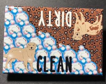 Golden Retriever Dishwasher Magnet - Cartoon Art Dog Breed Gifts & Collectibles - Kitchen Cleaning Accessories and Home Decor