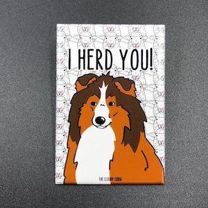 Shetland Sheepdog Magnet, Sheltie Dog Magnet, Funny Pet Portrait Mini Gift, Sheep Dog Kitchen Decor, 2x3" High Quality Handmade Magnet