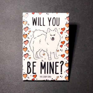 Samoyed Valentine&#39;s Day Magnet, Dog Valentine, Be Mine Pet Portrait Art Gift, Eskimo Dog Holiday Decor, 2x3&quot; Handmade Magnet