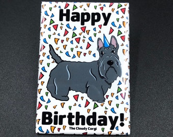 Scottish Terrier Birthday Magnet, Scottie Dog Birthday Gift, Cute Birthday Celebration Decor, Locker & Fridge Decoration, 2x3" Handmade