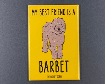 Barbet Dog Magnet, Retro Kitchen & Office Decor, Dog Breed Collectible Gift, Cartoon Pet Portrait Art, 2x3" High Quality Handmade Magnet