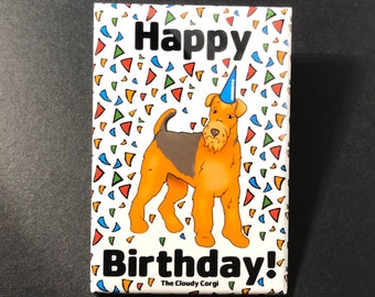 Airedale Terrier Magnet, Dog Birthday Gift, Birthday Party Decoration, Kitchen & Office Decor , 2x3" High Quality Handmade Magnet