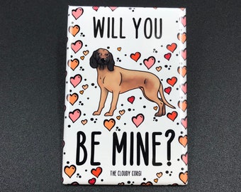 Bavarian Mountain Scent Hound & Hearts Magnet - Valentine's Day Dog Art Gifts and Collectible Decor