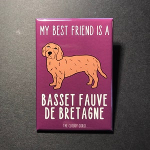 Basset Fauve De Bretagne Magnet, Retro Dog Kitchen & Office Decor, Cartoon Pet Portrait Art Gift, 2x3" High Quality Handmade Magnet