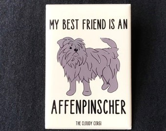 Affenpinscher Dog Magnet, Cartoon Pet Portrait Collectible Art Gift, Retro Dog Kitchen & Office Decor, 2x3" High Quality Handmade Magnet