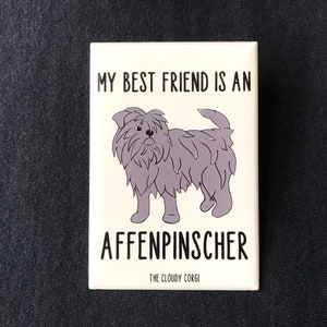 Affenpinscher Dog Magnet, Cartoon Pet Portrait Collectible Art Gift, Retro Dog Kitchen & Office Decor, 2x3" High Quality Handmade Magnet