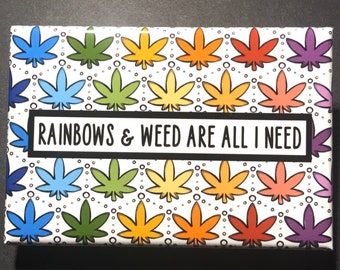 420 Magnet, Stoner Gift, Rainbows & Weed are all I Need, Funny Kitchen and Office Decor, Handmade High Quality 2x3" Magnet