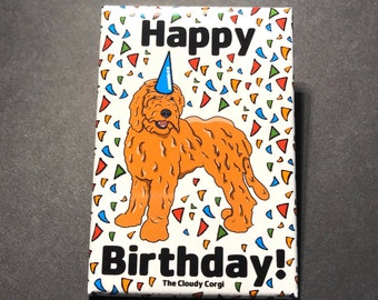 Goldendoodle Birthday Magnet, Dog Birthday Gift, Cute Birthday Celebration Decor, Locker & Fridge Decoration, 2x3" Handmade Magnet
