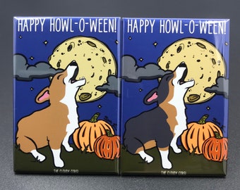 Corgi Halloween Magnet, Holiday Dog Portrait Gifts & Collectibles, Pembroke Welsh Corgi Fall Decor, 2x3" Red or Tricolor Corgi Available