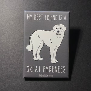 Great Pyrenees Magnet, Retro Dog Kitchen & Office Decor, Cartoon Pet Portrait Gift, 2x3" High Quality Handmade Magnet