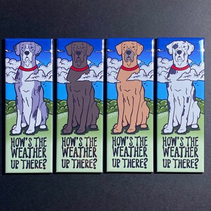 Great Dane Magnet, Retro Dog Kitchen & Office Decor, Cartoon Pet Portrait Gift, 1.5x4.5" High Quality Handmade Magnet, 4 Colors Available