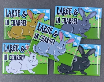 Flemish Giant Rabbit Magnet, Large & in Charge Pet Portrait Art Gift, Funny Rabbit Kitchen and Office Decor 2x3" Handmade Magnet
