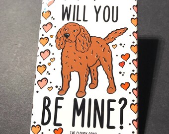 American Water Spaniel & Hearts Magnet - Be Mine Valentine's Day Dog Gifts - Hunting Dog Cartoon Art Holiday Collectibles and Decor