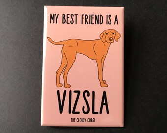 Vizsla Magnet, Retro Dog Kitchen & Office Decor, My Best Friend Cartoon Pet Portrait Gift, 2x3" High Quality Handmade Fridge Magnet