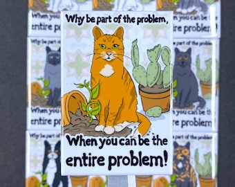 Funny Cat Magnet, Cartoon Pet Portrait Gift, Cat Kitchen Office Decor, 10 Colors Available - 2x3" High Quality Handmade Magnet