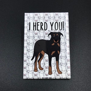 Beauceron Sheep Magnet, Herding Dog Gift, Funny Dog Magnet, Sheepdog Pet Portrait Gifts and Decor, 2x3" Handmade Magnet