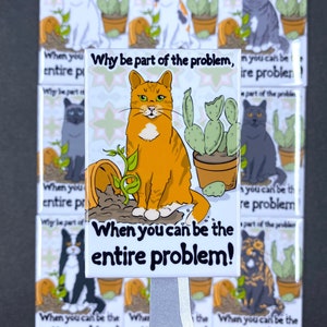 Funny Cat Magnet, Cartoon Pet Portrait Gift, Cat Kitchen Office Decor, 10 Colors Available - 2x3" High Quality Handmade Magnet