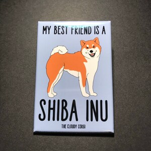 Shiba Inu Magnet, Retro Dog Kitchen & Office Decor, Cartoon Pet Portrait Art Gift, 2x3" High Quality Handmade Magnet