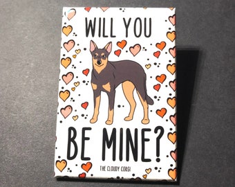Australian Kelpie Magnet, Valentine's Day Dog Gifts, Kelpie Dog Valentine Gift, Holiday Pet Portrait Collectibles and Decor