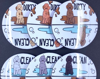 Standard Poodle Dishwasher Magnet, Clean Dirty Dog Sign, Kitchen Accessories & Decor, 3.5" High Quality Handmade Magnet, 6 COLORS AVAILABLE