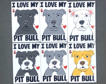 Pit Bull Magnet, Cute Pet Portrait Art Gift, Retro Dog Kitchen Decor, 2x3" Handmade Pit Bull Terrier Magnet Gift for All Occasions