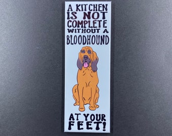 Bloodhound Dog Magnet – 1.5x4.5" Handmade & Hand Illustrated Funny Kitchen Fridge Magnet, Bloodhound Art Gift for Dog Lovers