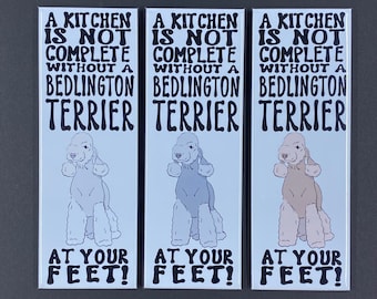 Bedlington Terrier Magnet, Retro Dog Kitchen Decor, Funny Pet Portrait Gifts & Collectibles, 1.5x4.5" High Quality Handmade Magnet
