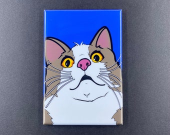 Funny Cat Magnet 2x3", Handmade Cartoon Wild Cat Fridge Decoration, Whimsical Gift for Cat Lovers, Locker or Kitchen Decor