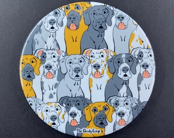 Multicolor Great Dane Handmade Pet Portrait Art Gift & Accessories - Magnet, Pinback Button, Bottle Opener, Keychain, Mini Ornament