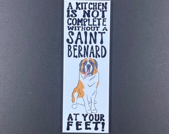 Saint Bernard Magnet, Retro Dog Kitchen Decor, St. Bernard Dog Gifts & Collectibles, 1.5x4.5" High Quality Handmade Fridge Magnet