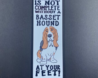 Basset Hound Magnet, Hound Dog Kitchen Decor, Funny Pet Portrait Gifts & Collectibles, 1.5x4.5" High Quality Handmade Magnet