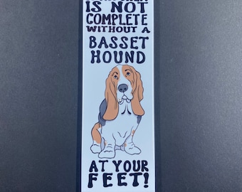 Basset Hound Magnet, Hound Dog Kitchen Decor, Funny Pet Portrait Gifts & Collectibles, 1.5x4.5" High Quality Handmade Magnet