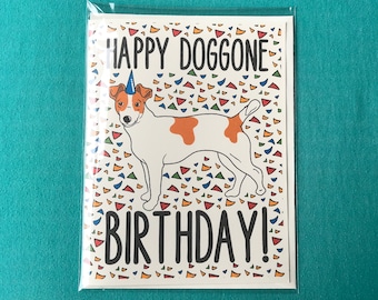 Jack Russell Terrier Birthday Card, Funny Dog Greeting Card for All Ages, Jack Russell Birthday Gift, 5x6.5" Blank Greeting Card + Envelope