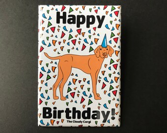 Vizsla Dog Birthday Magnet, Dog Birthday Gift, Cute Birthday Celebration Decor, Locker & Fridge Decoration, 2x3" Handmade Magnet