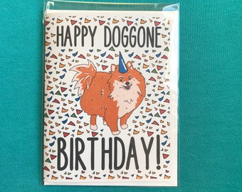 Red Pomeranian Birthday Card, Funny Dog Birthday Card, Available as a Set or Single Card