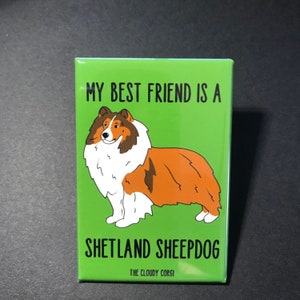 Shetland Sheepdog Cartoon Magnet -  Cartoon Dog Art Gifts & Collectible Decor - 2x3" Handmade Fridge Magnet