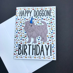 Affenpincher Dog Birthday Card, Cartoon Pet Portrait Birthday Gift, Funny Dog Birthday Card with Self Seal Envelope, Single or Set of Cards