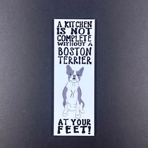Boston Terrier Magnet, Retro Dog Kitchen Decor, Boston Terrier Dog Gifts & Collectibles, 1.5x4.5" High Quality Handmade Fridge Magnet