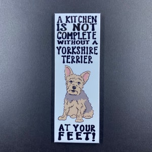 Yorkshire Terrier Magnet, Funny Yorkie Dog Kitchen Decor, Cartoon Pet Portrait Gifts & Collectibles, 1.5x4.5" High Quality Handmade Magnet
