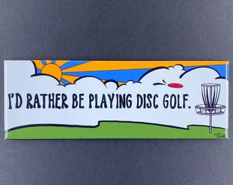 Disc Golf Magnet, Gift for Disc Golfer, Retro Kitchen & Office Decor, 1.5x4.5" High Quality Handmade Magnet