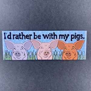 Funny Pig Magnet, Retro Farmhouse Kitchen Decor, Cartoon Pet Portrait Art Gift, 1.5x4.5" High Quality Handmade Magnet, Gift for Pig Lovers